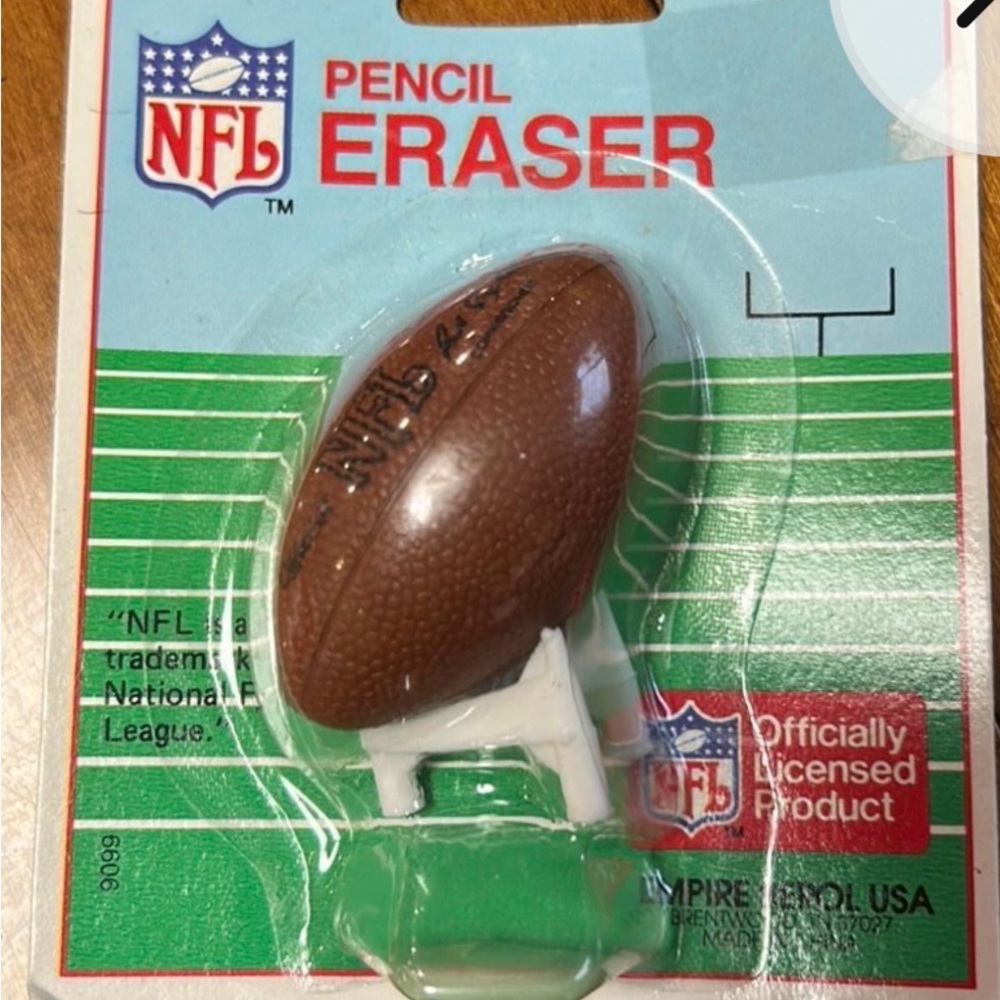 NFL Brown and White Football Eraser